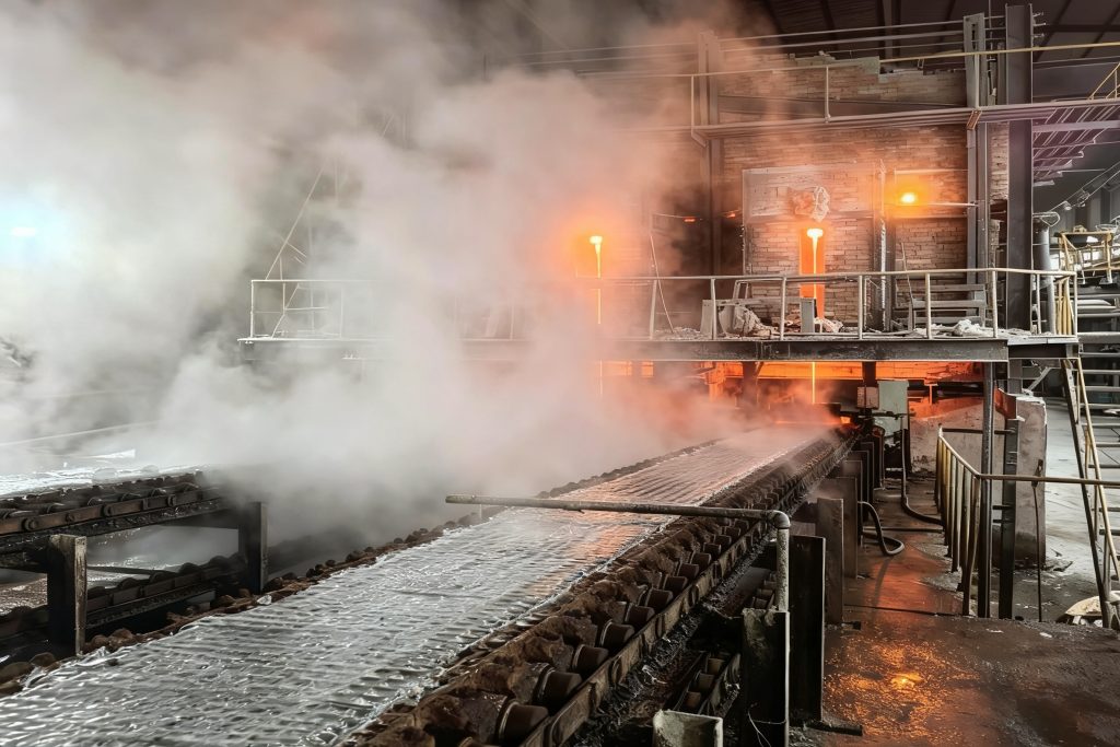 Biomass gasifier process system for glass factory furnace heating