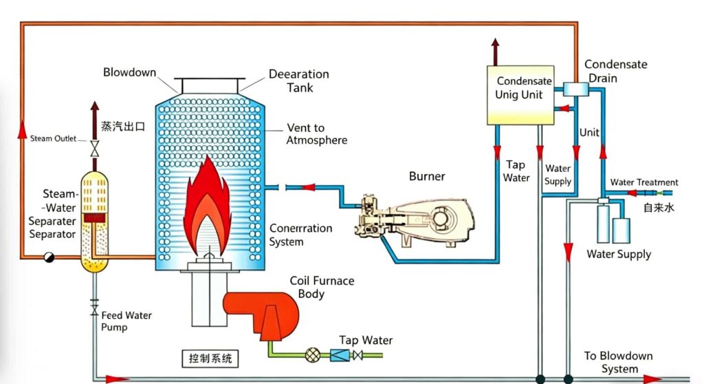 biomass steam generator internal structure and heating system