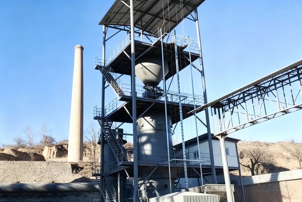 Biomass gasifier application in glass factory furnace heating system