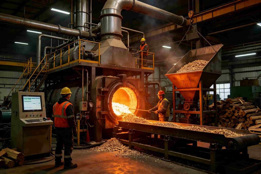 Natural gas vs biomass fuel comparison for glass industry furnace heating cost reduction