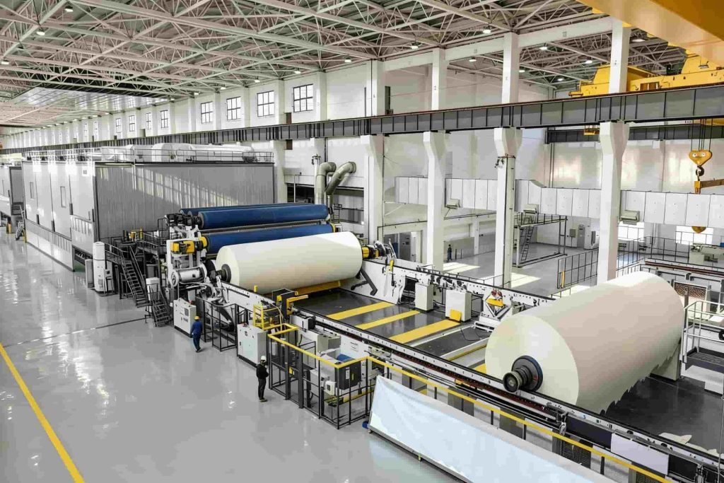 Paper mill drying and pulping production line using biomass steam heating system