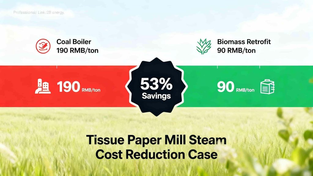 Fuel cost comparison before and after biomass boiler retrofit in tissue paper factory