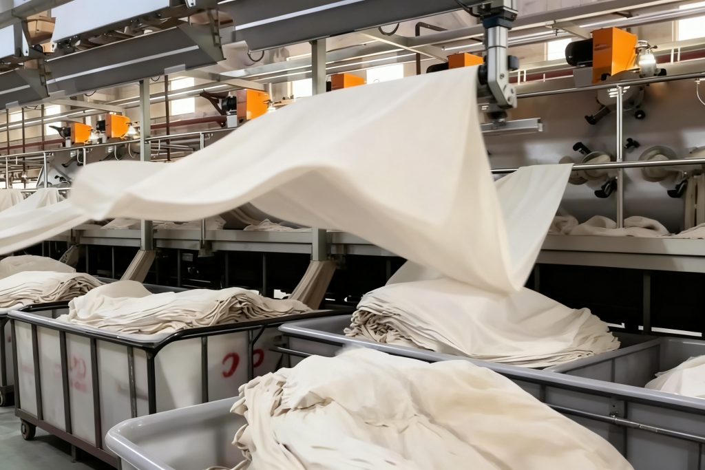 Textile dyeing and drying production line using biomass steam system for industrial heating