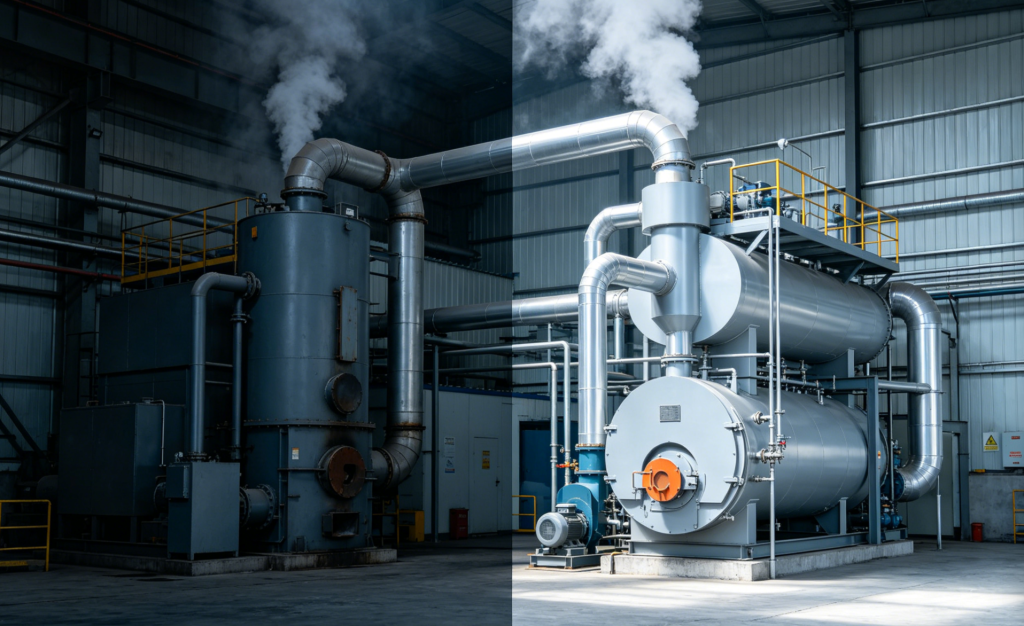 biomass gasifier integrated with boiler system for industrial steam production
