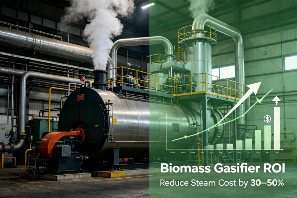 biomass gasifier ROI calculation chart showing cost savings and payback period